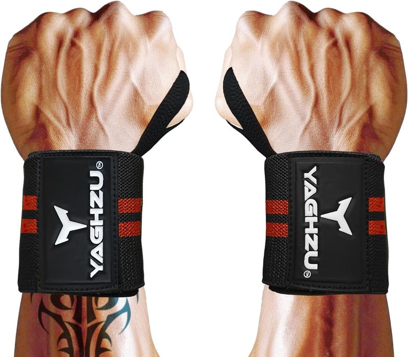 YAGHZU Wrist Wraps Weightlifting - Premium Quality Wrist Straps for Weightlifting,18 inch Weight Lifting Wrist Wraps, Heavy Duty Gym Wrist Wraps with Thumb Loop, Adjustable Wrist Support Wrist Strap - Image 1